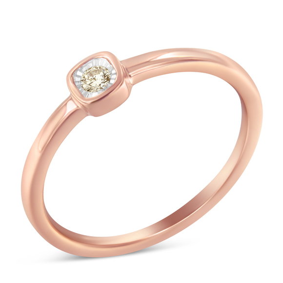14K Rose Gold Plated .925 Sterling Silver 1/20 Carat Diamond Square